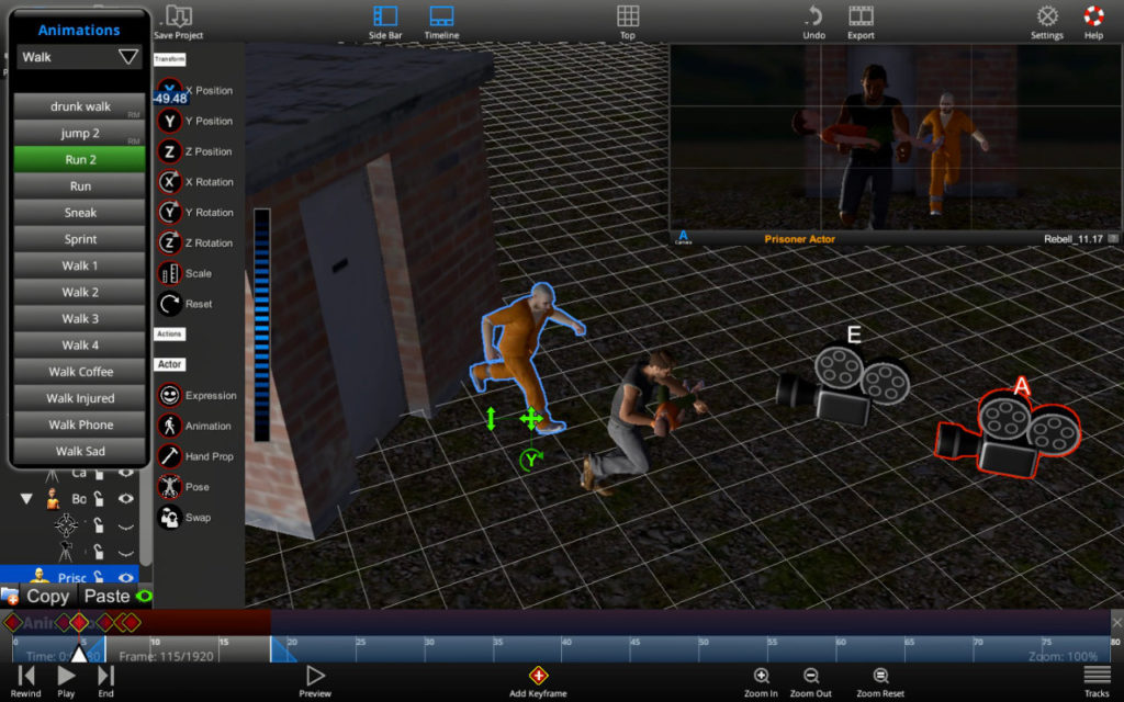 User Interface of ShotPro PreVis Software